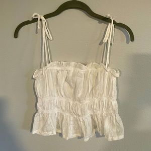 White cropped top with tie straps